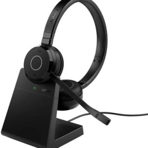 Jabra Evolve 65 TE ヘッドセット ワイヤレス 両耳 マイク付き スタンド付き Link 390a UC ステレオ 2台同時接続 Bluetooth5.2 ノイズキャンセリング 最長16時間通話 1日中快適なレザークッション Teams/Zoom利用可能 会議